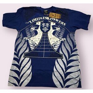 Vintage Ablanche Tshirt Mens XL Blue Limitless‎ Powers 90s Y2K Embroidered